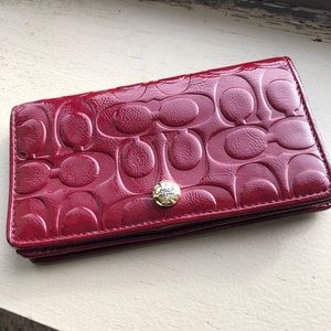 Coach Patent Leather Wallet - Red